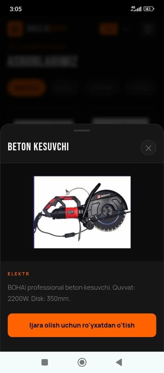 Elektr beton kesgich